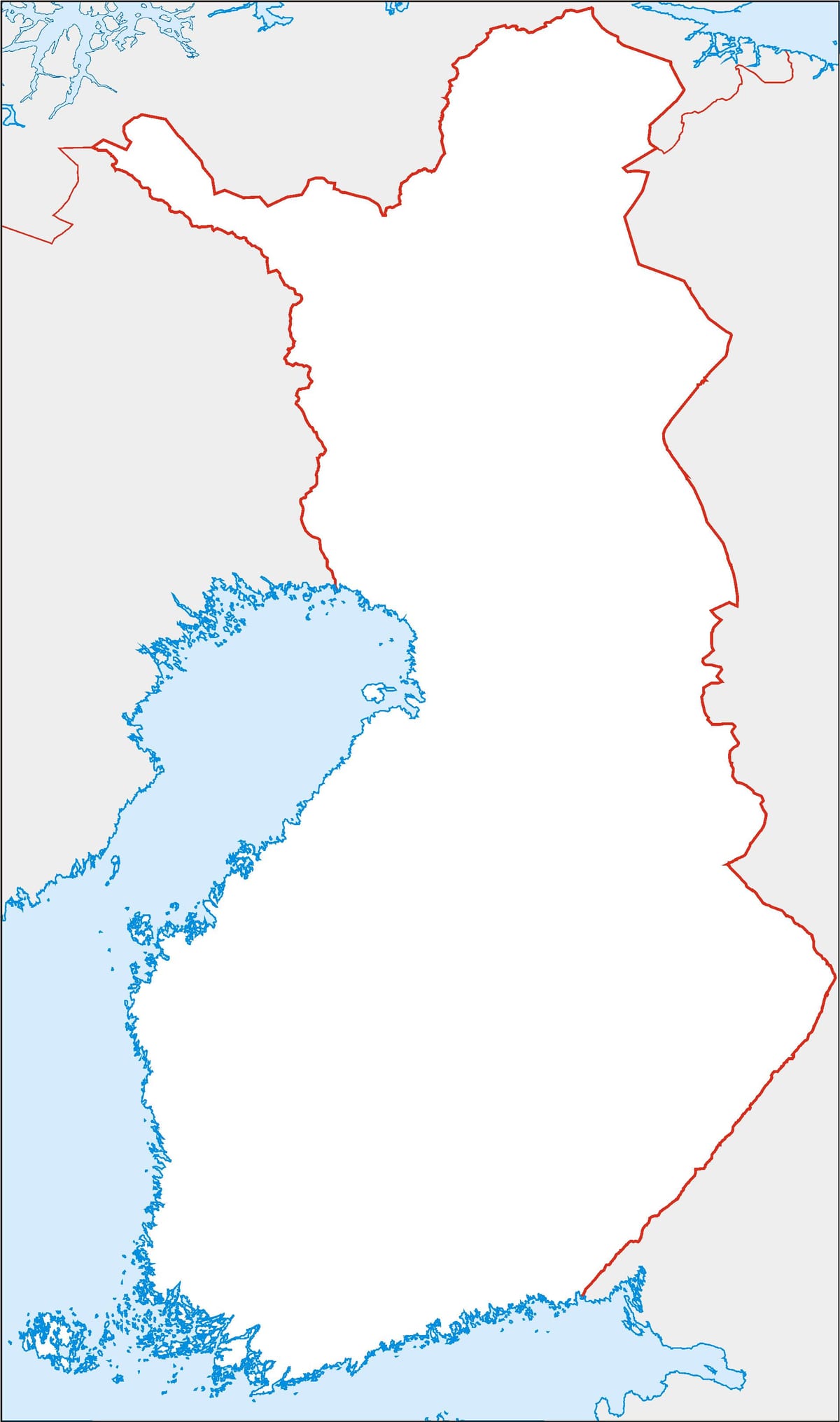 en branco mapa de Finlandia