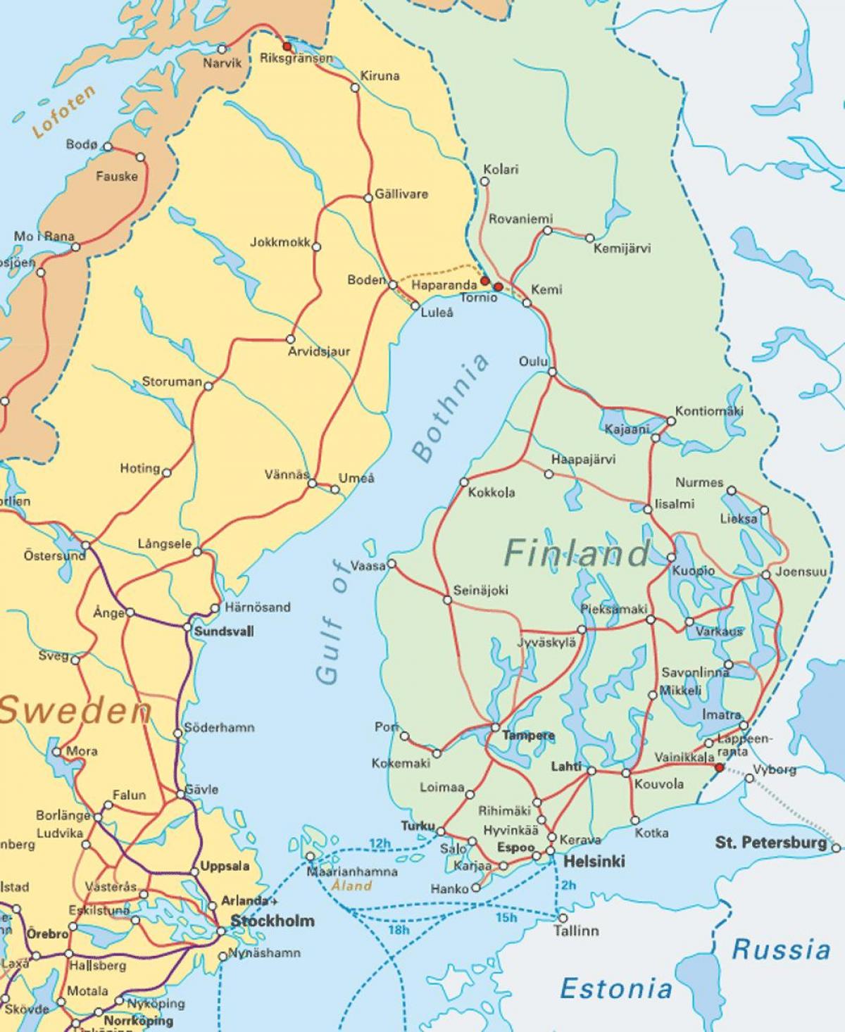 Finlandia tren mapa
