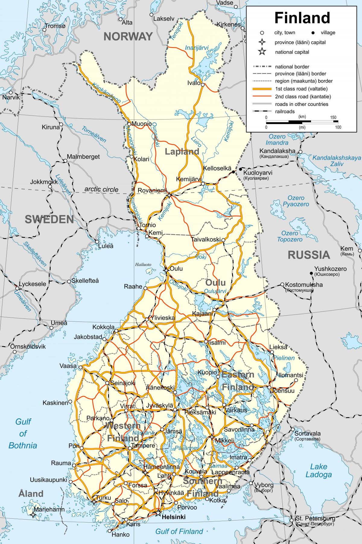 Mapa de Finlandia política