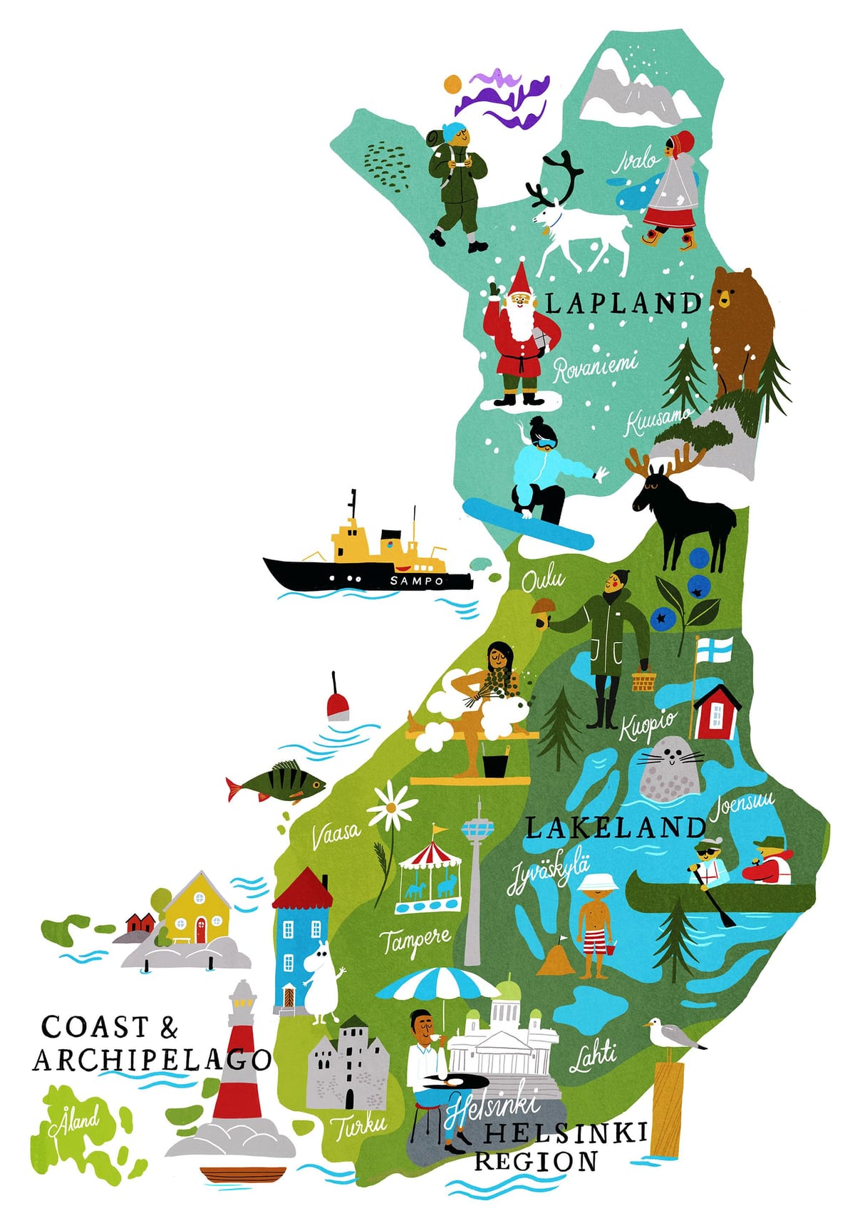 Finlandia viaxes mapa