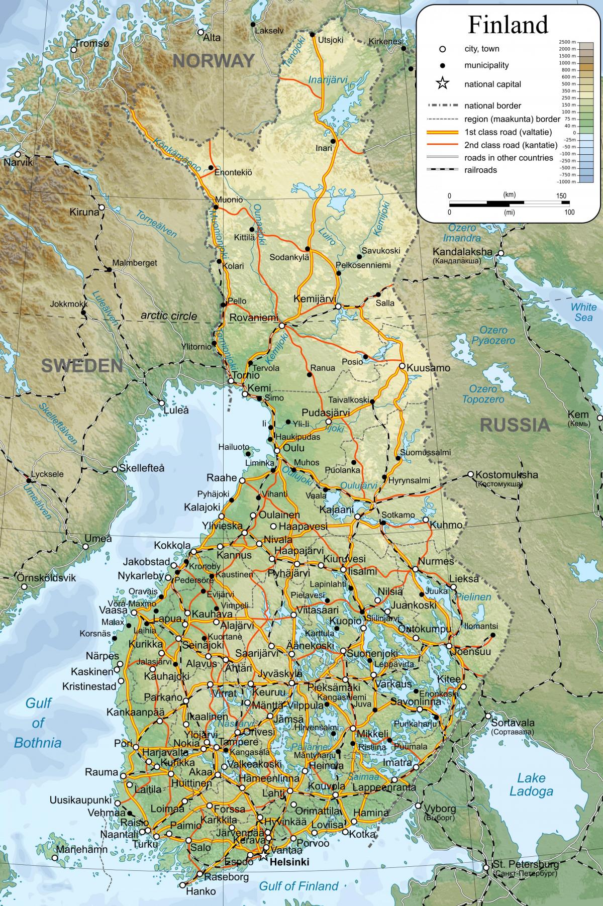 Finlandia no mapa do mundo