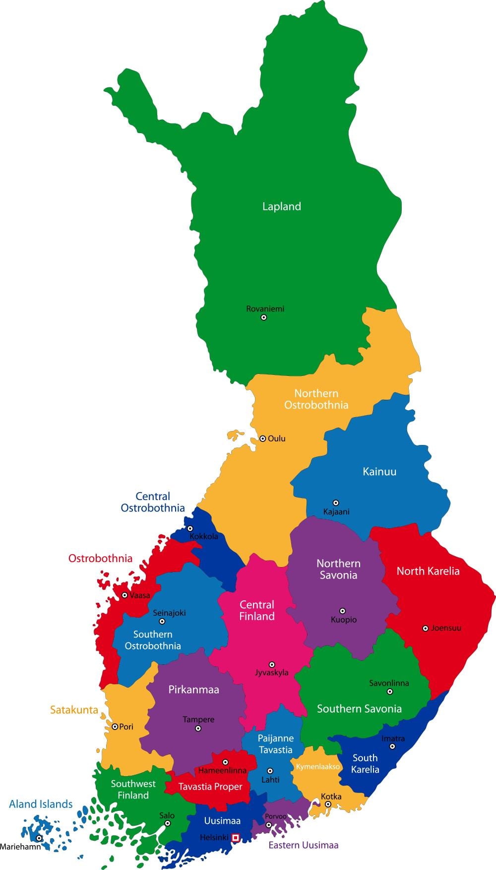 Finlandia provincias mapa