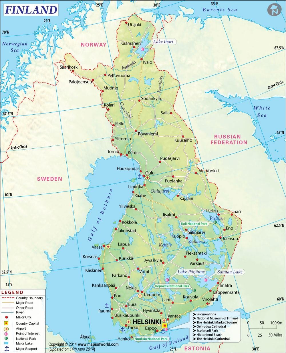 Mapa de Finlandia xeografía