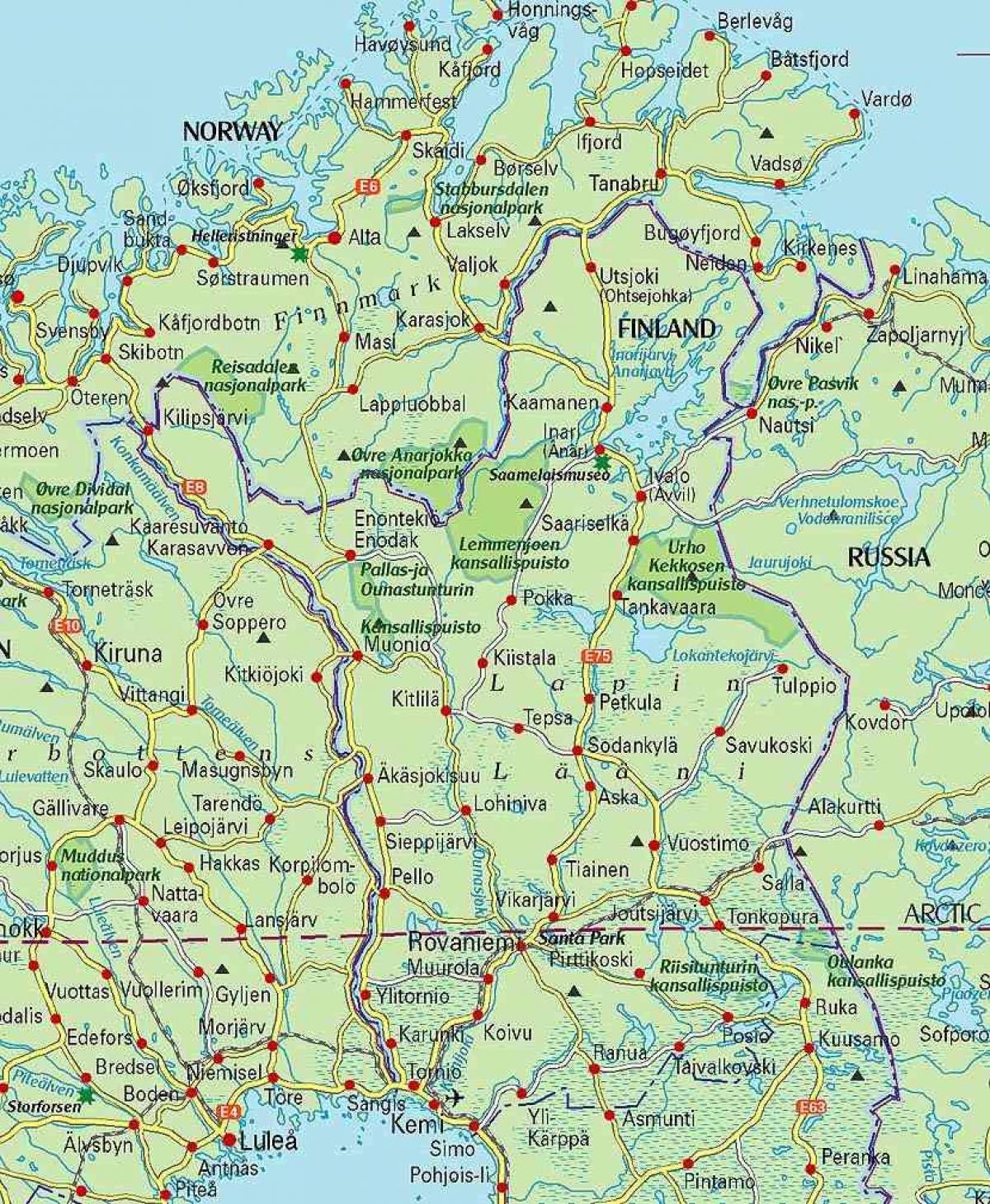 mapa de Finlandia e de laponia