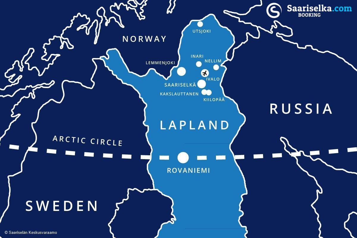 mapa de saariselka Finlandia