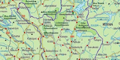 Mapa de Finlandia, sendeirismo
