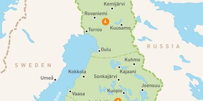 Mapa de Finlandia lagos