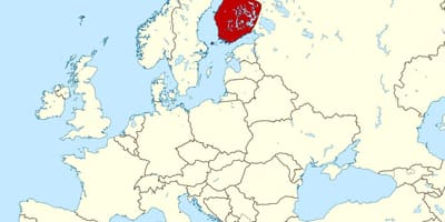 Mapa do mundo mostrando Finlandia
