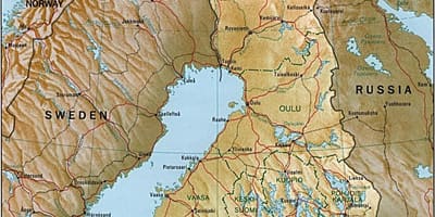 Mapa topográfico de Finlandia