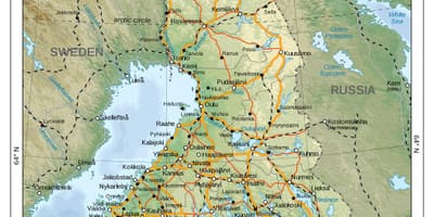 Mapa de física Finlandia
