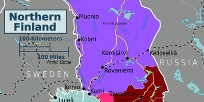 Mapa do norte de Finlandia